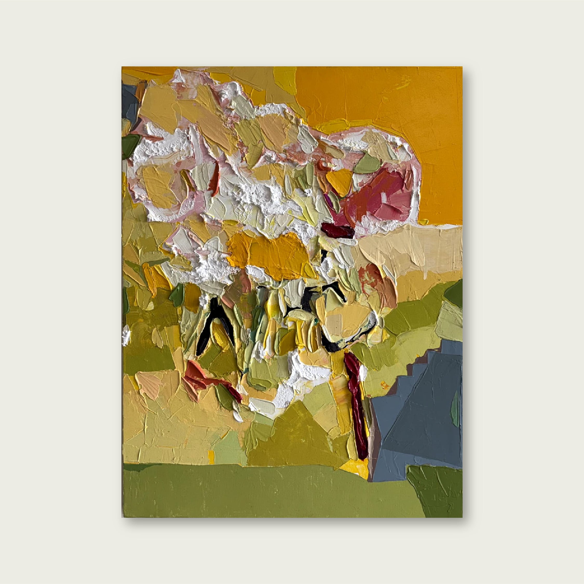 Nitish Bhattacharya- Three pink leaves
